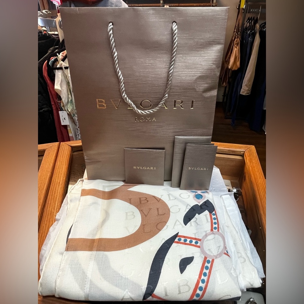 Bvlgari Equestrian Motif Silk Scarf. In Original Bag and Tissue Paper NWOT